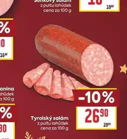 Billa Tyrolský salám z pultu lahůdek cena za nabídka