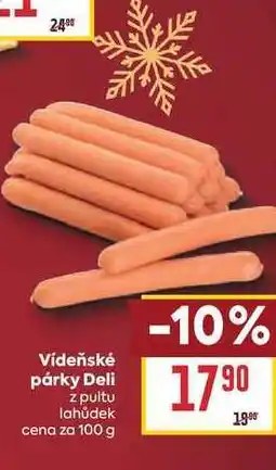 Billa Vídeňské párky Deli z pultu lahůdek cena za nabídka