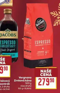 Billa Vergnano Zrnková káva nabídka