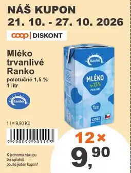 COOP DISKONT Ranko mléko trvanlivé polotučné nabídka