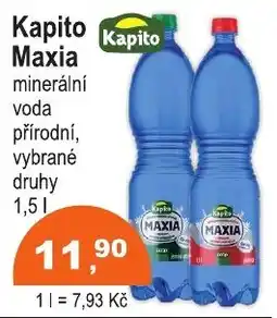 COOP DISKONT Kapito Maxia minerální voda přírodní, vybrané druhy nabídka