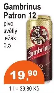 COOP DISKONT Gambrinus Patron 12 pivo světlý ležák nabídka