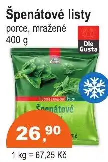 COOP DISKONT Die Gusta špenátové listy porce nabídka