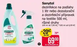 Teta Sanytol dezinfekce na podlahy a dezinfekční přípravek na textilie nabídka
