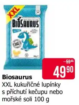 Teta Biosaurus XXL kukuřičné lupínky s příchutí kečupu nebo mořské soli nabídka