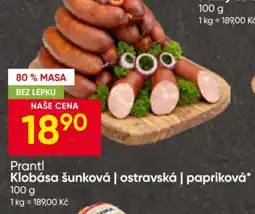 Hruška Prantl klobása šunková ostravská papriková nabídka