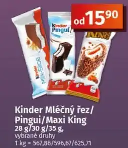 COOP TIP Kinder Mléčný řez/Pingui/Maxi King nabídka