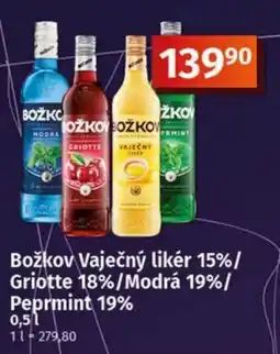 COOP TIP Božkov Vaječný likér Griotte Modrá Peprmint nabídka