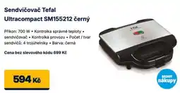 Datart Tefal sendvičovač ultracompact sm155212 černý nabídka