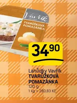 Flop Lahůdky Vavřík Tvaružková pomazánka nabídka