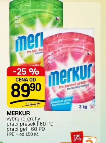 Merkur vybrané druhy prací prášek | prací gel