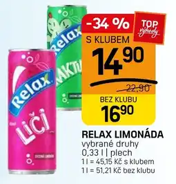 Flop Relax limonáda nabídka