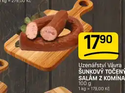 Flop Uzenářství Vávra šunkový točený salám z komína nabídka