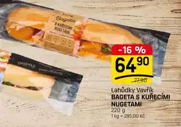 Flop Lahůdky Vavřík Bageta s kuřecími nugetami nabídka