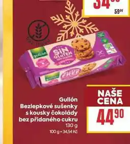 Billa Gullón Bezlepkové sušenky s kousky čokolády bez přidaného cukru nabídka