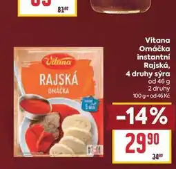 Billa Vitana Omáčka instantní Rajská, 4 druhy sýra od nabídka