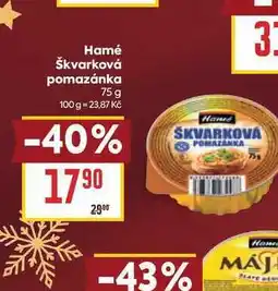 Billa Hamé Škvarková pomazánka nabídka