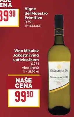 Billa Víno Mikulov Jakostní vína s přívlastkem nabídka