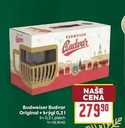Billa Budweiser Budvar Original + krýgl 0,31 6x 0,51, plech nabídka