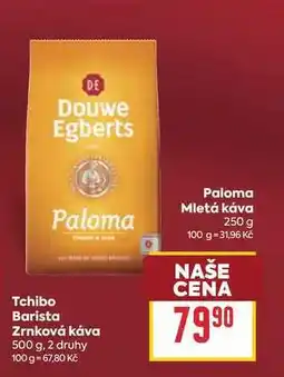 Billa Paloma Tchibo Barista Zrnková káva nabídka