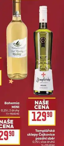 Billa Templářské sklepy Čejkovice pozdní sběr nabídka
