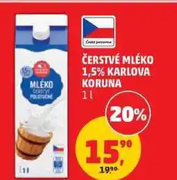 Penny Market ČERSTVÉ MLÉKO 1,5% KARLOVA KORUNA nabídka