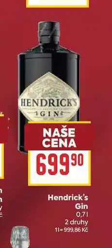 Billa Hendrick's Gin nabídka