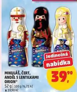 Penny Market MIKULÁŠ, ČERT, ANDĚL S LENTILKAMI ORION nabídka