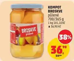 Penny Market KOMPOT BROSKVE půlené, 700/365 g nabídka