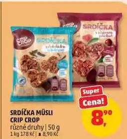 Penny Market SRDÍČKA MÜSLI CRIP CROP různé druhy nabídka