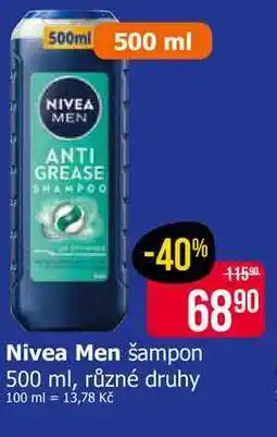 Teta Nivea Men šampon 500 ml, různé druhy nabídka