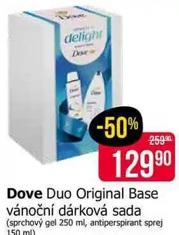 Teta Dove Duo Original Base vánoční dárková sada (sprchový gel 250 ml, antiperspirant sprej 150 ml) nabídka