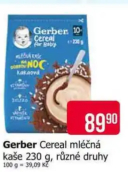 Teta Gerber Cereal mléčná kaše 230 g, různé druhy nabídka
