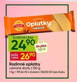 Hruška Rodinné oplatky vybrané druhy nabídka