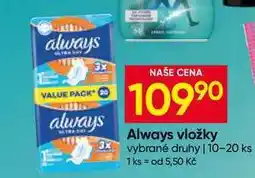 Hruška Always vložky vybrané druhy 10-20 ks nabídka
