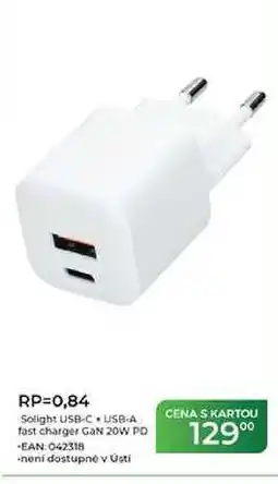 Tamda Foods RP=0,84 Solight USB-C USB-A fast charger GaN 20W nabídka
