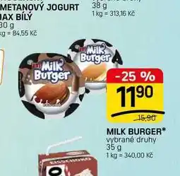 Flop MILK BURGER* vybrané druhy nabídka