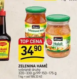 Flop ZELENINA HAMÉ vybrané druhy 320-330 g/PP 150-175 g nabídka