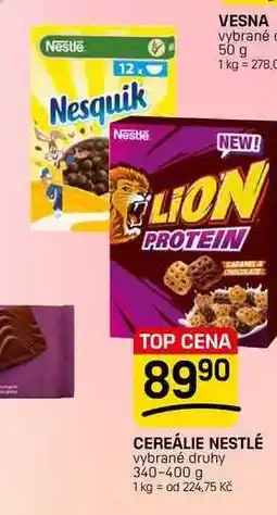 Flop CEREÁLIE NESTLÉ vybrané druhy nabídka