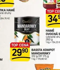 Flop BASSTA KOMPOT MANDARINKY 312 g/PP 175 g nabídka