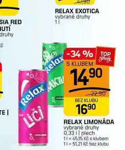 Flop RELAX LIMONÁDA vybrané druhy 0,33 || plech nabídka