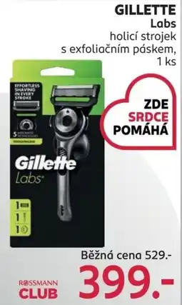 Rossmann Gillette Labs holící strojek s exfoliačním páskem nabídka