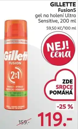 Rossmann Gillette Fusion5 gel na holení Ultra Sensitive nabídka