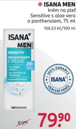 Rossmann Isana men krém na pleť sensitive s aloe vera a panthenolem nabídka