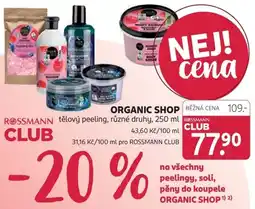 Rossmann Organic shop tělový peeling nabídka