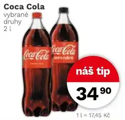 Konzum Coca Cola vybrané druhy nabídka