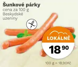 Konzum Beskydské uzeniny šunkové párky nabídka