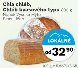 Konzum Beas Lično Chia chléb, Chléb kvasového typu nabídka