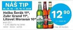 Konzum Holba Šerák 11°, Zubr Grand 11°, Litovel Moravan 10° nabídka