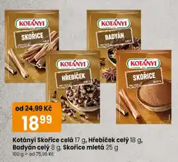 TEMPO Kotányi Skořice celá Hřebíček Badyán Skořice mletá nabídka